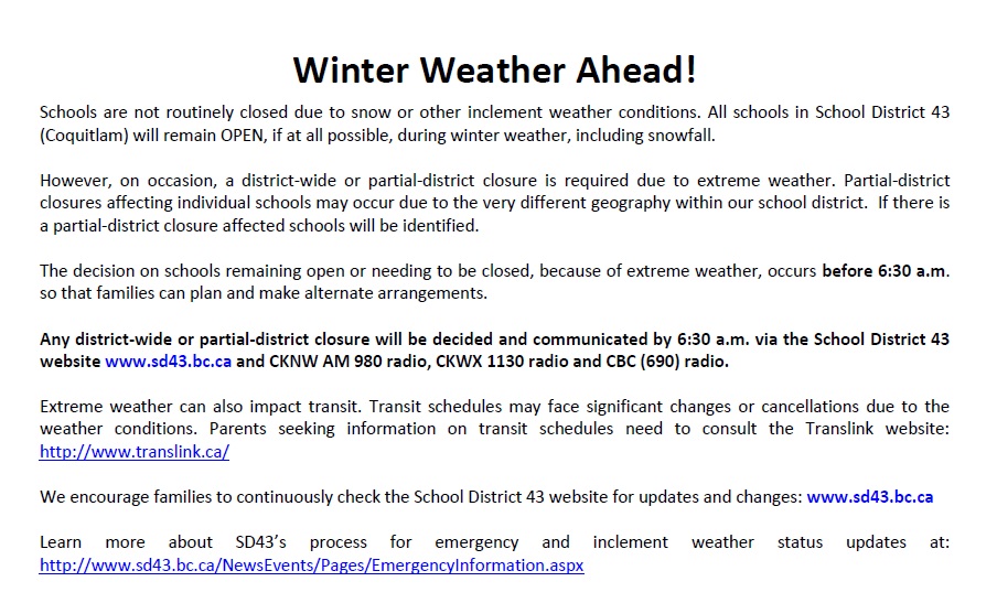 Winter Weather Information